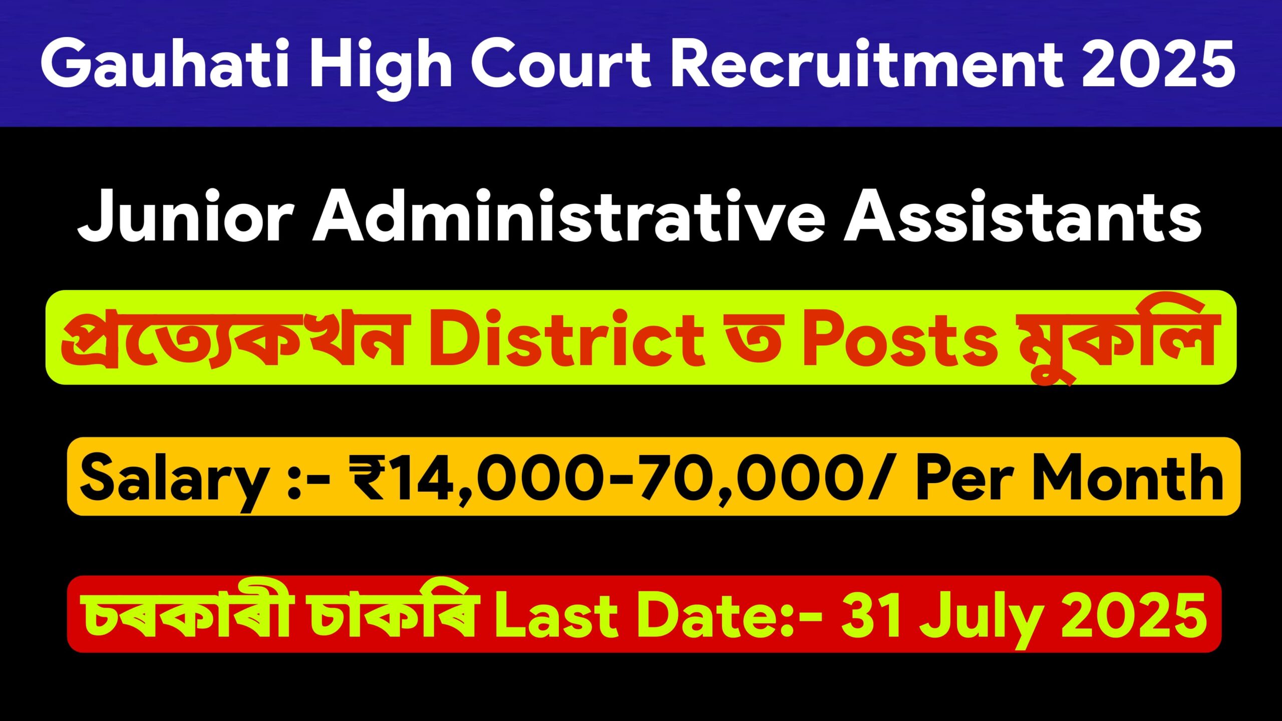 District Courts Recruitment 2025 Assam-Apply Online for 367 Junior Administrative Assistant Posts