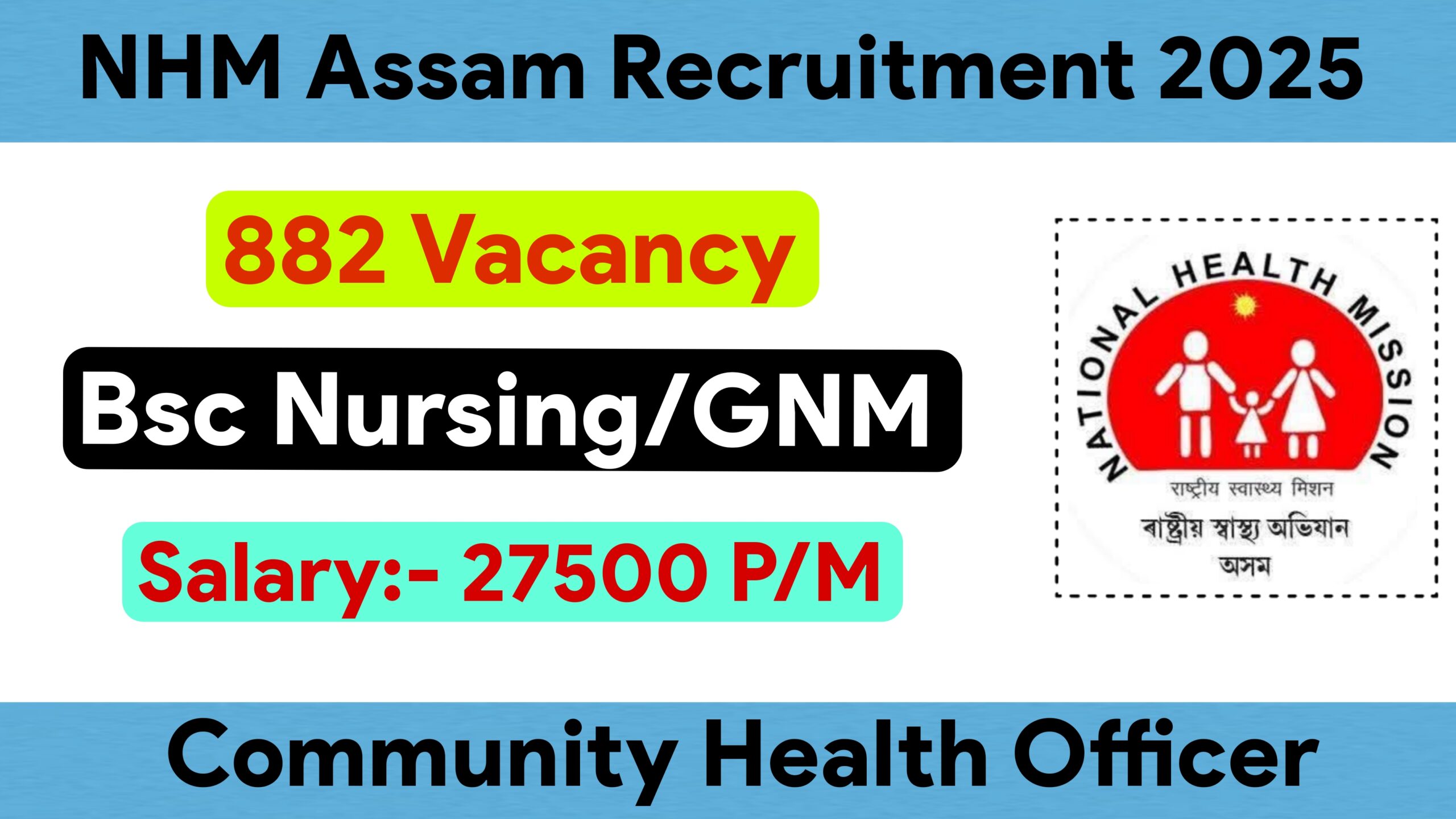 NHM Assam CHO Recruitment 2025 – 882 Community Health Officer Posts