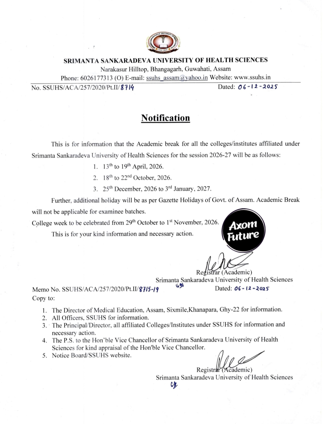 Ssuhs Academic break 2026